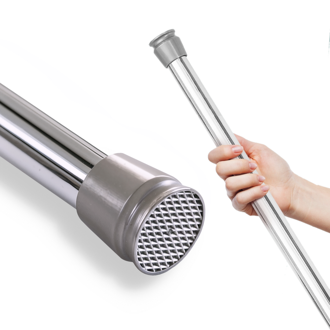 Premium Teleskopstange, 1-Minuten-Montage ohne Bohren, als Duschvorhangstange, für Schranksysteme & Nischen, Perfekte Passform & Eleganz trifft auf Funktionalität