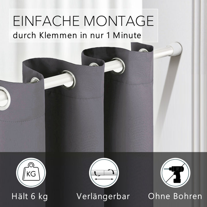 Premium Teleskopstange, 1-Minuten-Montage ohne Bohren, als Duschvorhangstange, für Schranksysteme & Nischen, Perfekte Passform & Eleganz trifft auf Funktionalität