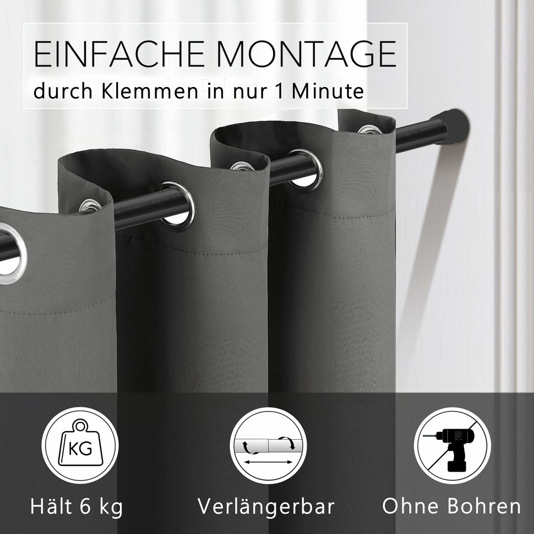 Premium Teleskopstange, 1-Minuten-Montage ohne Bohren, als Duschvorhangstange, für Schranksysteme & Nischen, Perfekte Passform & Eleganz trifft auf Funktionalität