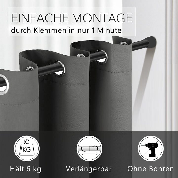 Premium Teleskopstange, 1-Minuten-Montage ohne Bohren, als Duschvorhangstange, für Schranksysteme & Nischen, Perfekte Passform & Eleganz trifft auf Funktionalität