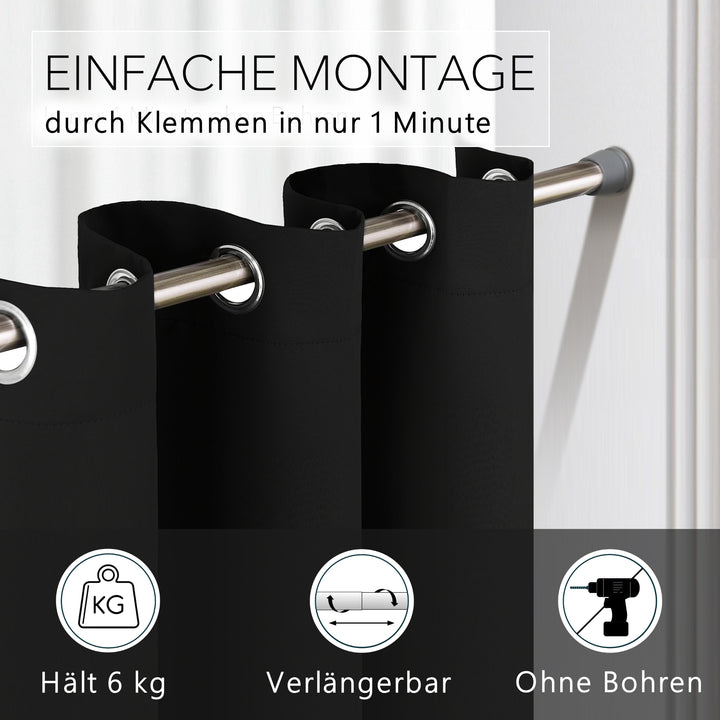 Premium Teleskopstange, 1-Minuten-Montage ohne Bohren, als Duschvorhangstange, für Schranksysteme & Nischen, Perfekte Passform & Eleganz trifft auf Funktionalität
