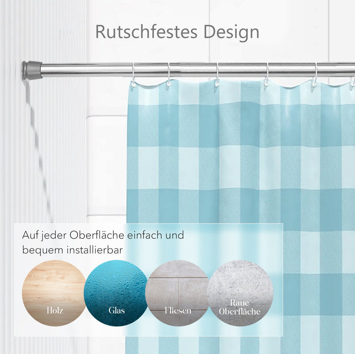 Premium Teleskopstange, 1-Minuten-Montage ohne Bohren, als Duschvorhangstange, für Schranksysteme & Nischen, Perfekte Passform & Eleganz trifft auf Funktionalität