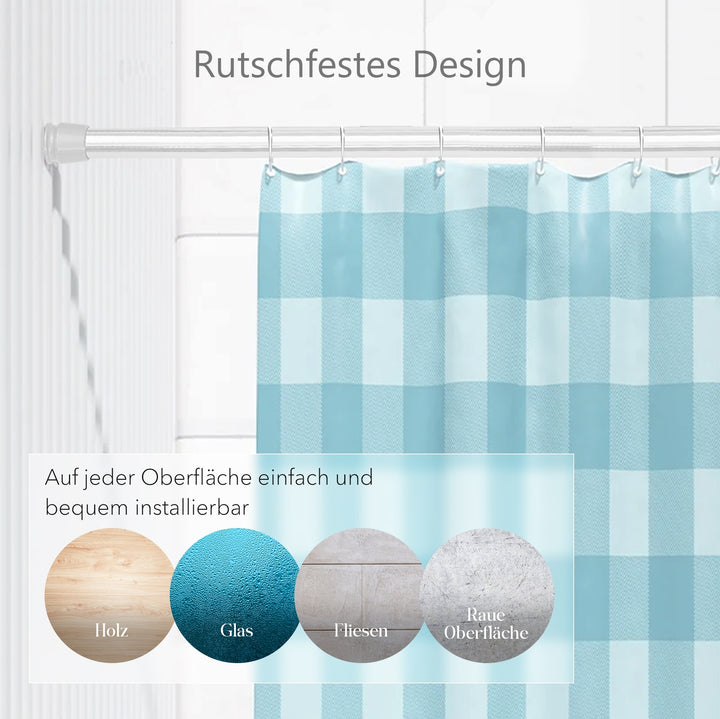 Premium Teleskopstange, 1-Minuten-Montage ohne Bohren, als Duschvorhangstange, für Schranksysteme & Nischen, Perfekte Passform & Eleganz trifft auf Funktionalität