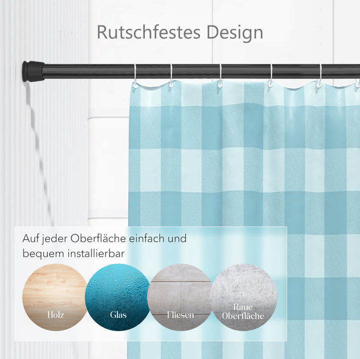 Premium Teleskopstange, 1-Minuten-Montage ohne Bohren, als Duschvorhangstange, für Schranksysteme & Nischen, Perfekte Passform & Eleganz trifft auf Funktionalität