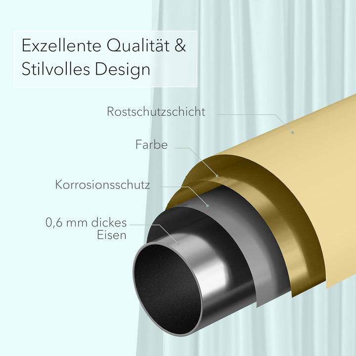Premium Teleskopstange, 1-Minuten-Montage ohne Bohren, als Duschvorhangstange, für Schranksysteme & Nischen, Perfekte Passform & Eleganz trifft auf Funktionalität