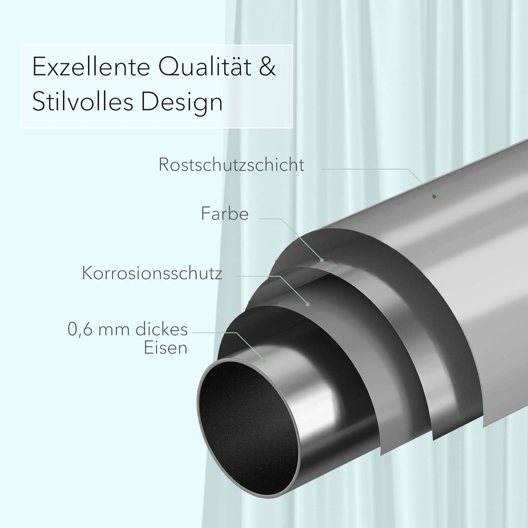 Premium Teleskopstange, 1-Minuten-Montage ohne Bohren, als Duschvorhangstange, für Schranksysteme & Nischen, Perfekte Passform & Eleganz trifft auf Funktionalität