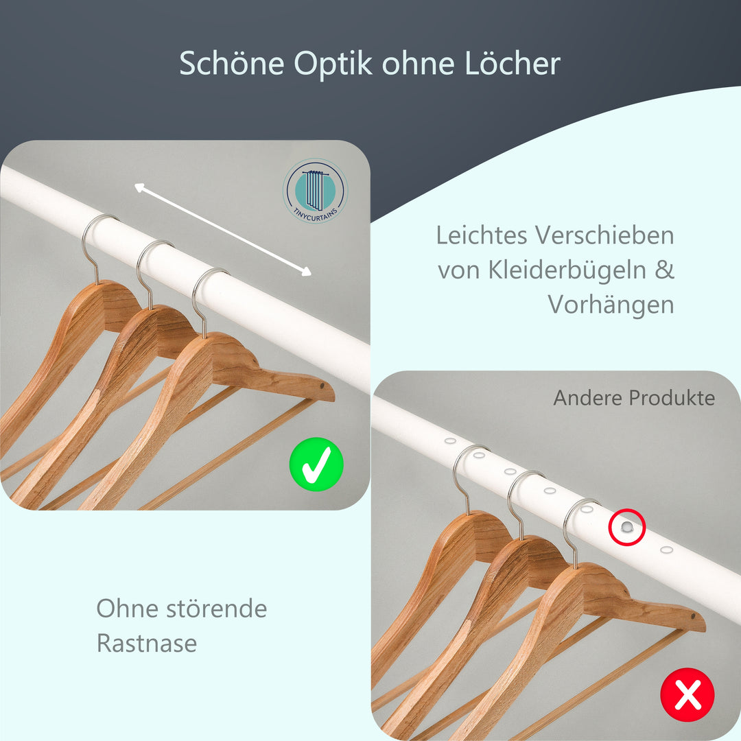 Premium Teleskopstange, 1-Minuten-Montage ohne Bohren, als Duschvorhangstange, für Schranksysteme & Nischen, Perfekte Passform & Eleganz trifft auf Funktionalität