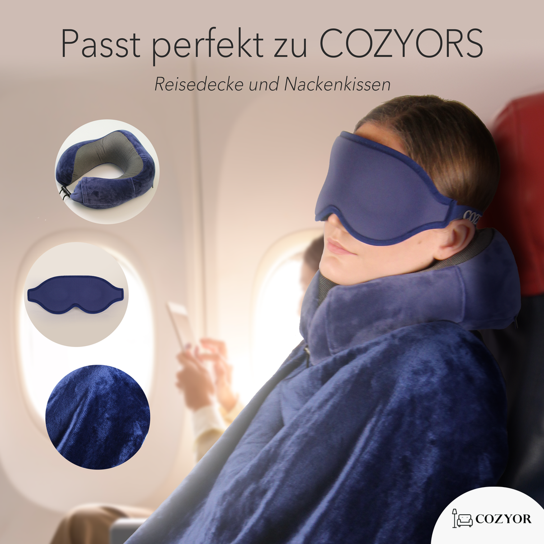 Schlafmaske 100% Blackout-Effekt 3D Augenmaske mit ergonomischem Design + Ohrstöpsel , extra Polsterung und variable Passform