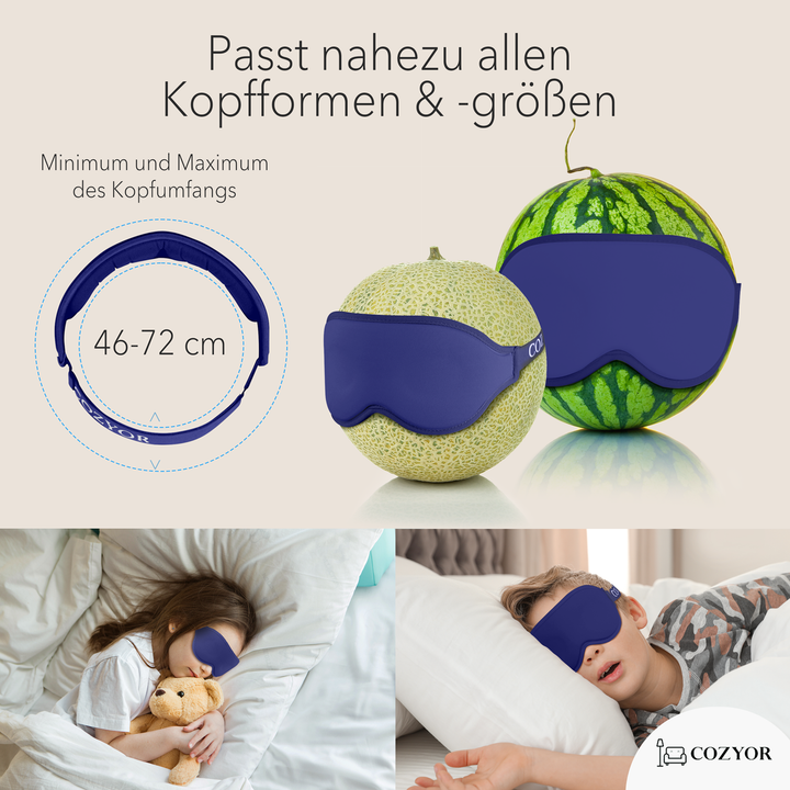 Schlafmaske 100% Blackout-Effekt 3D Augenmaske mit ergonomischem Design + Ohrstöpsel , extra Polsterung und variable Passform