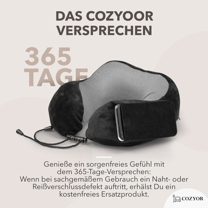 Cozyor Nackenkissen mit verstellbarem Verschluss + praktischer Tasche, Memoryschaum, waschbarer Bezug, ideal zum Reisen und für zu Hause