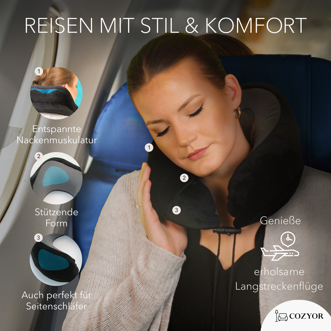 Schlafmaske 100% Blackout-Effekt 3D Augenmaske mit ergonomischem Design + Ohrstöpsel , extra Polsterung und variable Passform