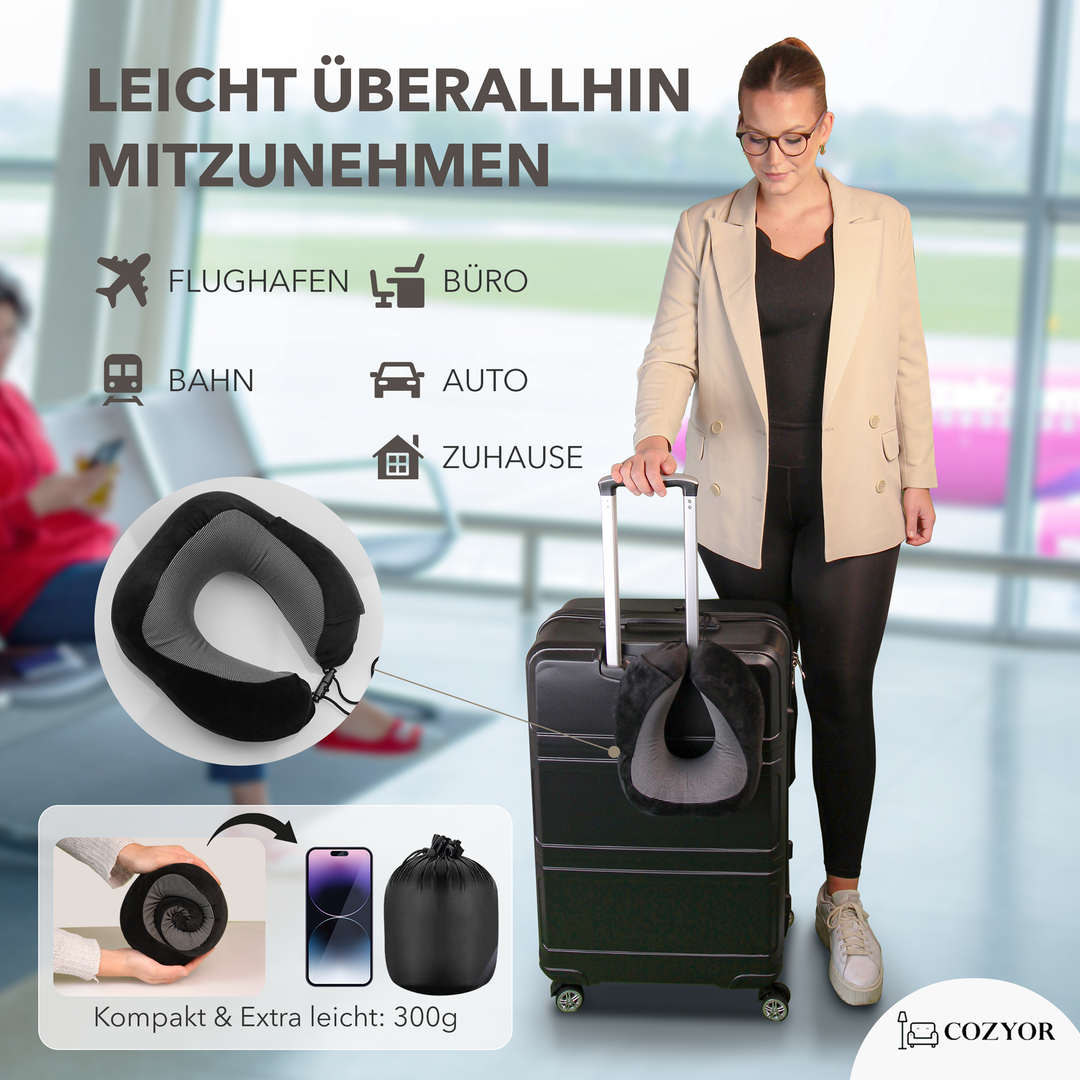 Reisekissen und Reisedecke 2 in 1, Reiseset kuschelig weich + Rucksack-Clip