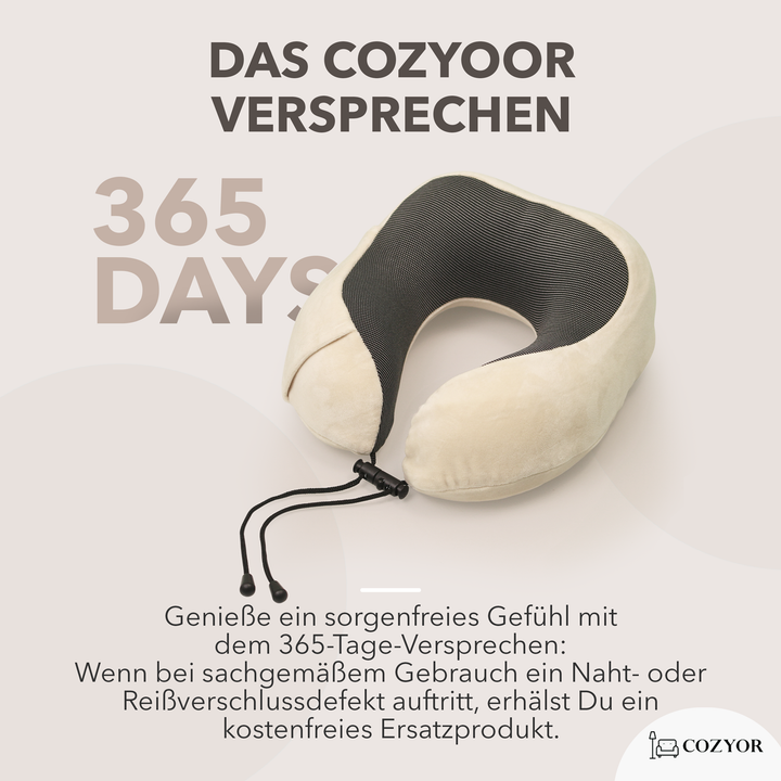 Cozyor Nackenkissen mit verstellbarem Verschluss + praktischer Tasche, Memoryschaum, waschbarer Bezug, ideal zum Reisen und für zu Hause