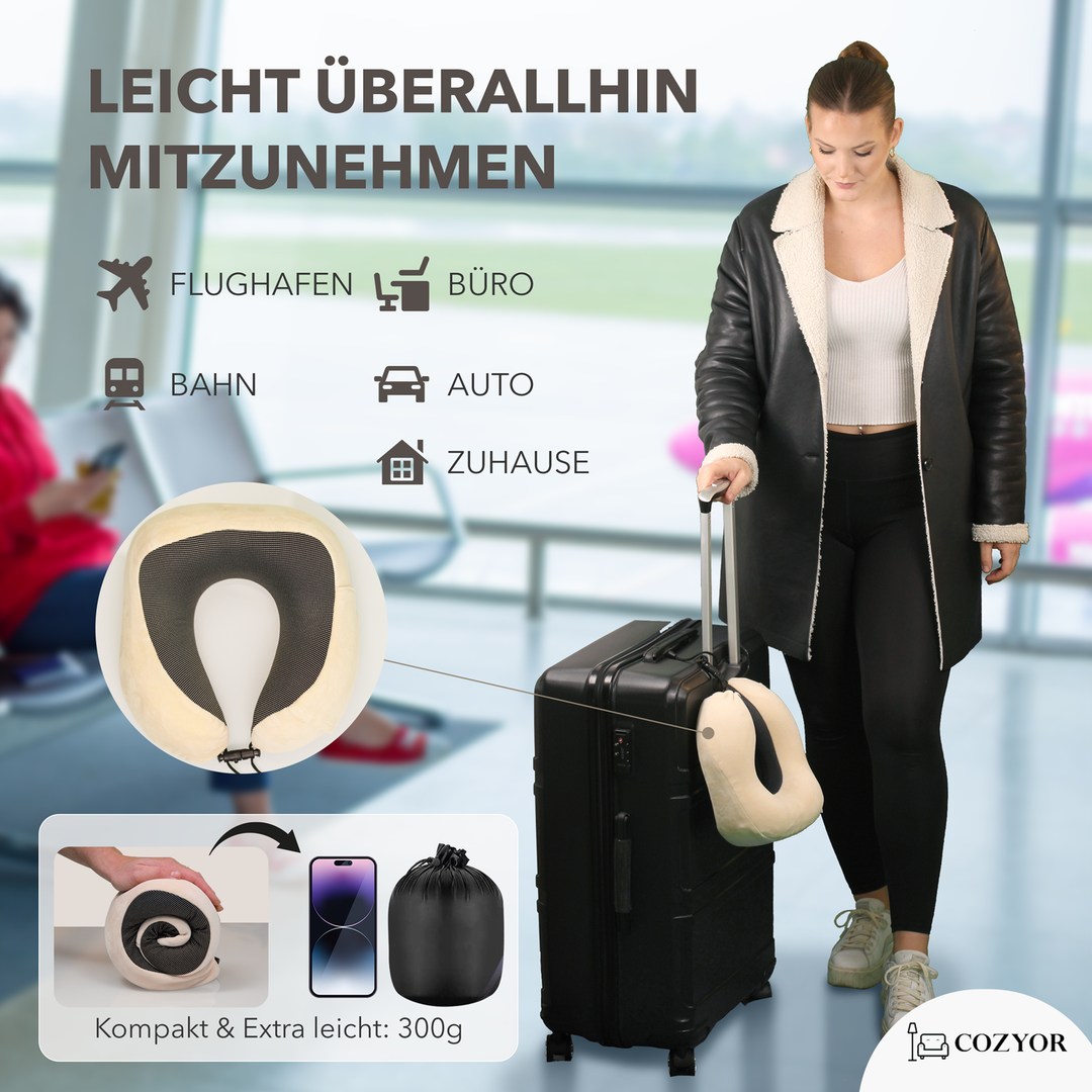 Reisekissen und Reisedecke 2 in 1, Reiseset kuschelig weich + Rucksack-Clip