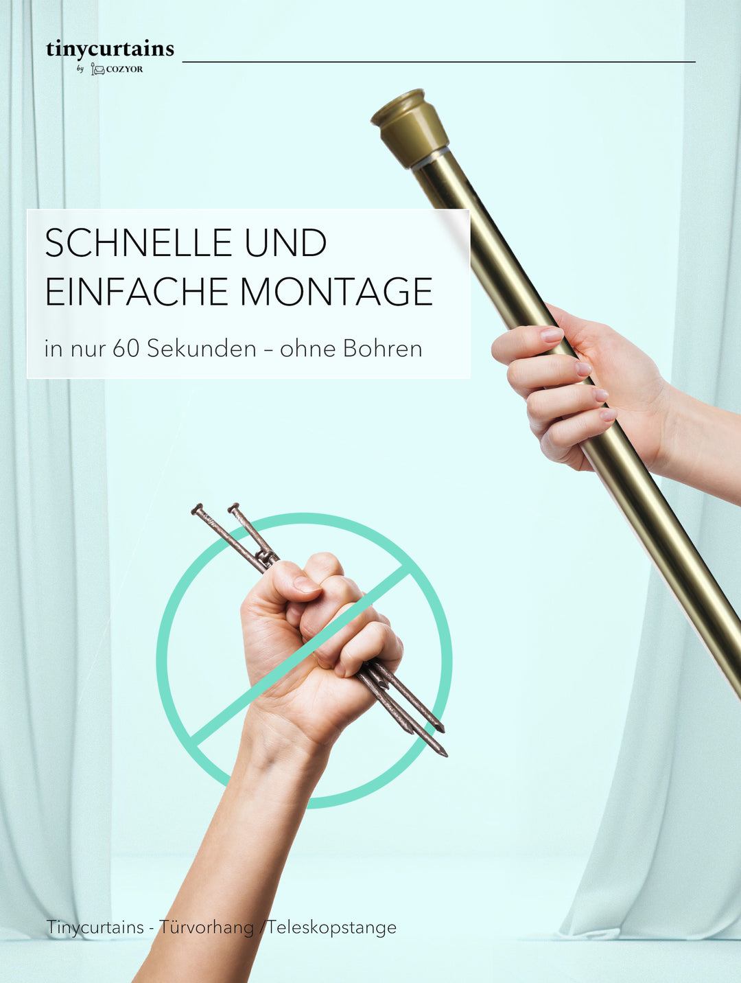 Premium Teleskopstange, 1-Minuten-Montage ohne Bohren, als Duschvorhangstange, für Schranksysteme & Nischen, Perfekte Passform & Eleganz trifft auf Funktionalität