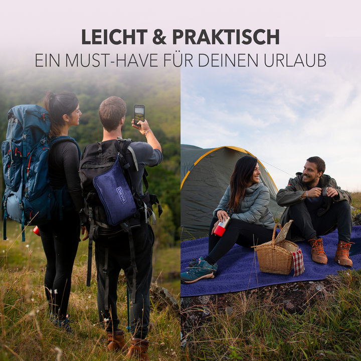 Reisekissen und Reisedecke 2 in 1, Reiseset kuschelig weich + Rucksack-Clip