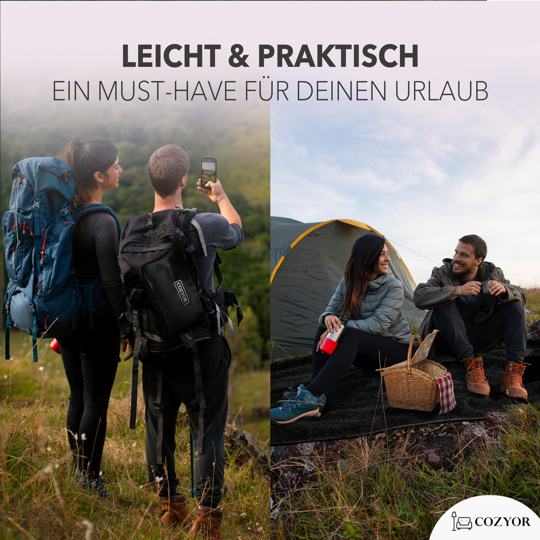 Reisekissen und Reisedecke 2 in 1, Reiseset kuschelig weich + Rucksack-Clip