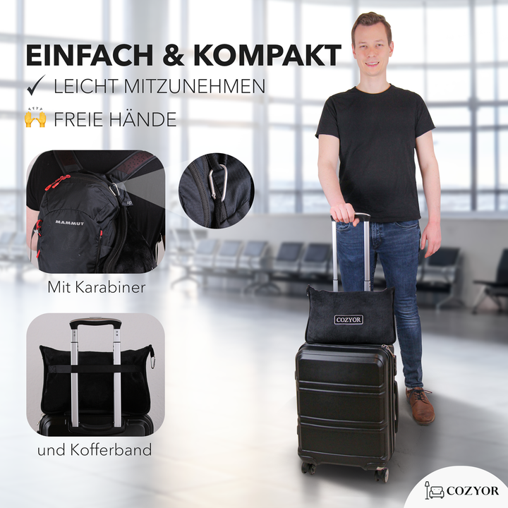 Reisekissen und Reisedecke 2 in 1, Reiseset kuschelig weich + Rucksack-Clip