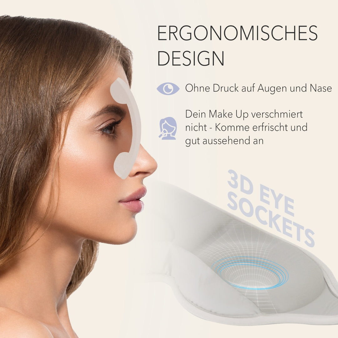 Schlafmaske 100% Blackout-Effekt 3D Augenmaske mit ergonomischem Design + Ohrstöpsel , extra Polsterung und variable Passform