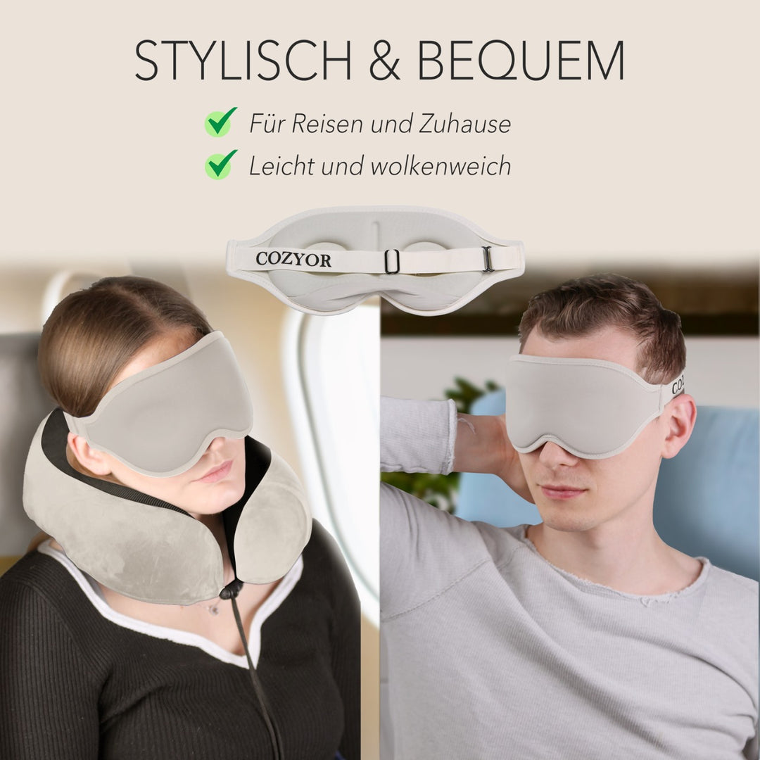 Schlafmaske 100% Blackout-Effekt 3D Augenmaske mit ergonomischem Design + Ohrstöpsel , extra Polsterung und variable Passform