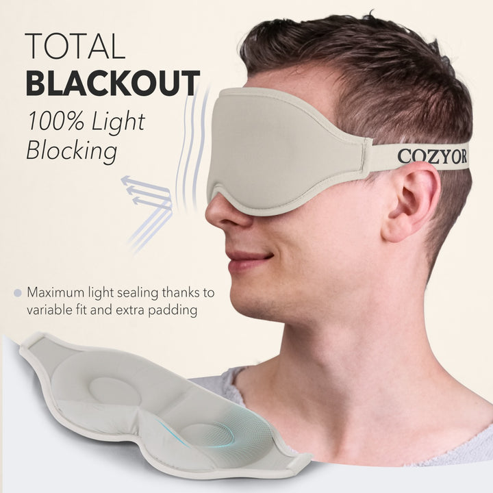 Schlafmaske 100% Blackout-Effekt 3D Augenmaske mit ergonomischem Design + Ohrstöpsel , extra Polsterung und variable Passform