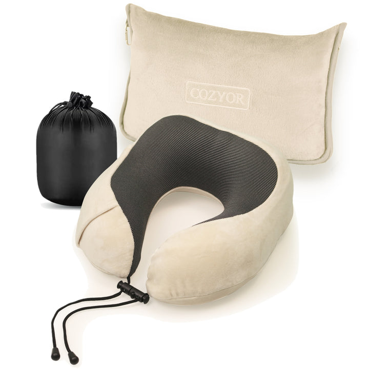 Cozyor Nackenkissen mit verstellbarem Verschluss + praktischer Tasche, Memoryschaum, waschbarer Bezug, ideal zum Reisen und für zu Hause