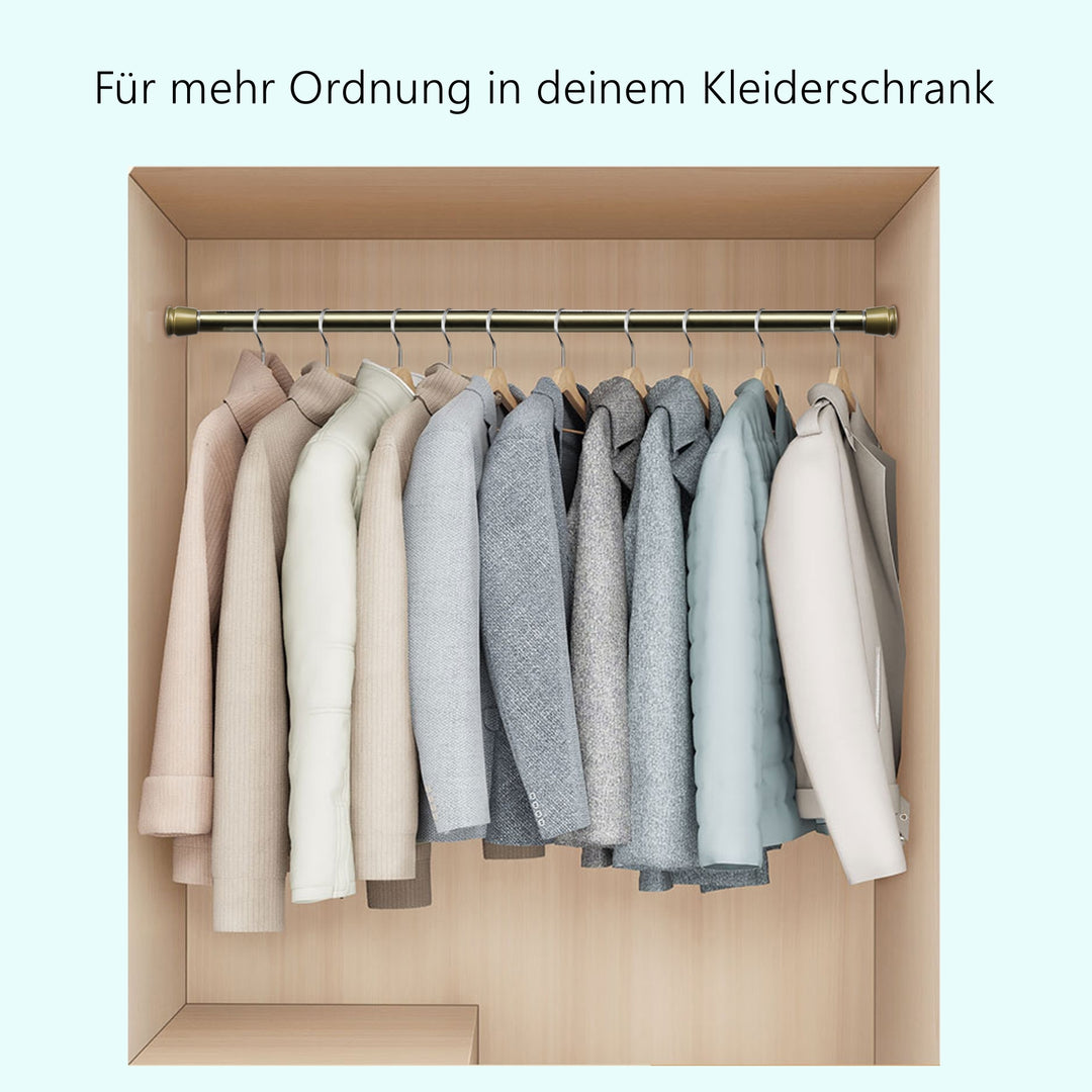 Premium Teleskopstange, 1-Minuten-Montage ohne Bohren, als Duschvorhangstange, für Schranksysteme & Nischen, Perfekte Passform & Eleganz trifft auf Funktionalität