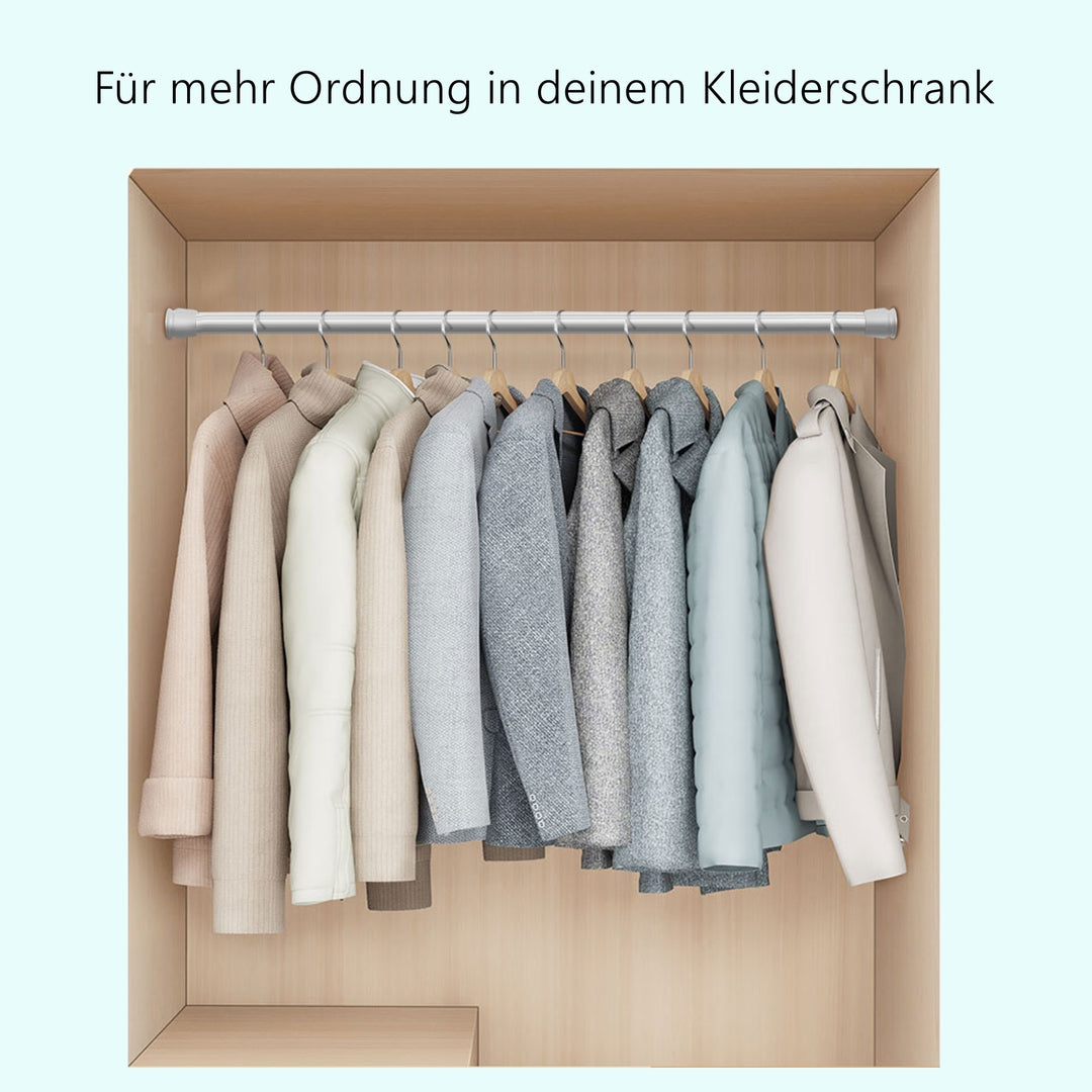 Premium Teleskopstange, 1-Minuten-Montage ohne Bohren, als Duschvorhangstange, für Schranksysteme & Nischen, Perfekte Passform & Eleganz trifft auf Funktionalität