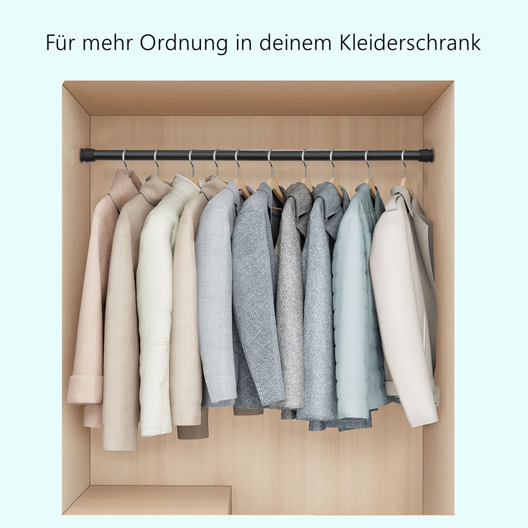Premium Teleskopstange, 1-Minuten-Montage ohne Bohren, als Duschvorhangstange, für Schranksysteme & Nischen, Perfekte Passform & Eleganz trifft auf Funktionalität