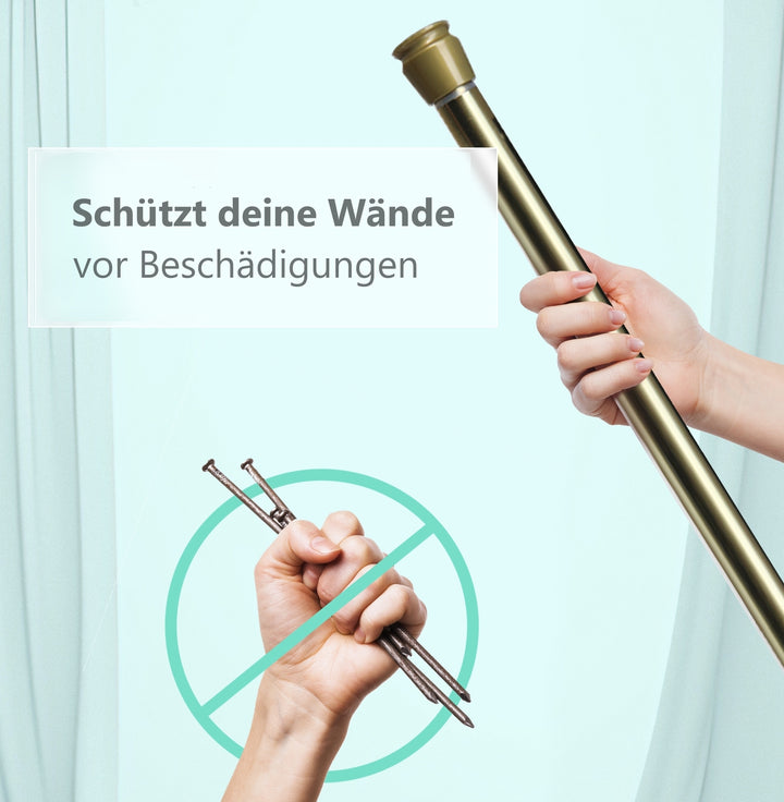 Premium Teleskopstange, 1-Minuten-Montage ohne Bohren, als Duschvorhangstange, für Schranksysteme & Nischen, Perfekte Passform & Eleganz trifft auf Funktionalität