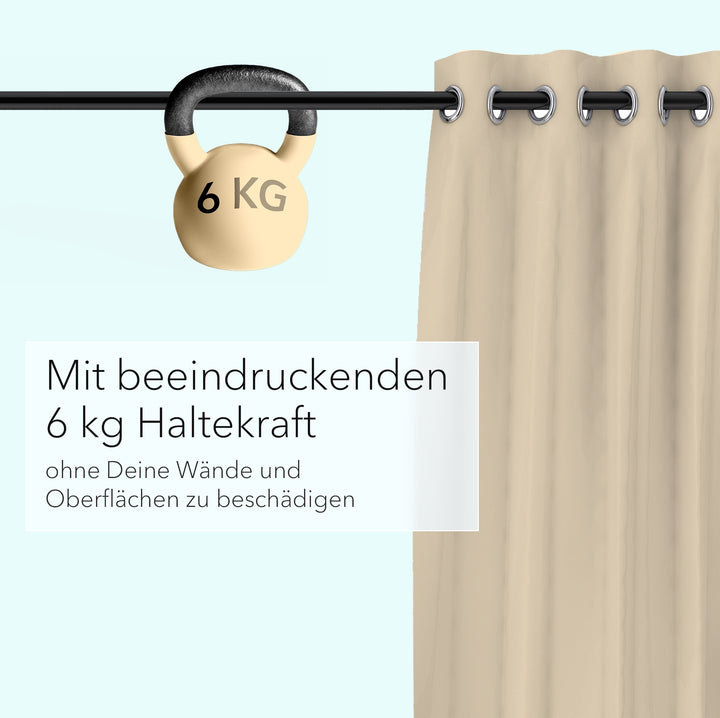 Premium Teleskopstange, 1-Minuten-Montage ohne Bohren, als Duschvorhangstange, für Schranksysteme & Nischen, Perfekte Passform & Eleganz trifft auf Funktionalität