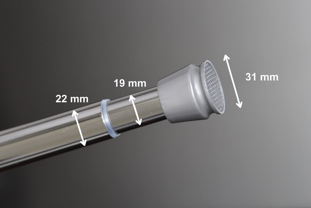 Premium Teleskopstange, 1-Minuten-Montage ohne Bohren, als Duschvorhangstange, für Schranksysteme & Nischen, Perfekte Passform & Eleganz trifft auf Funktionalität