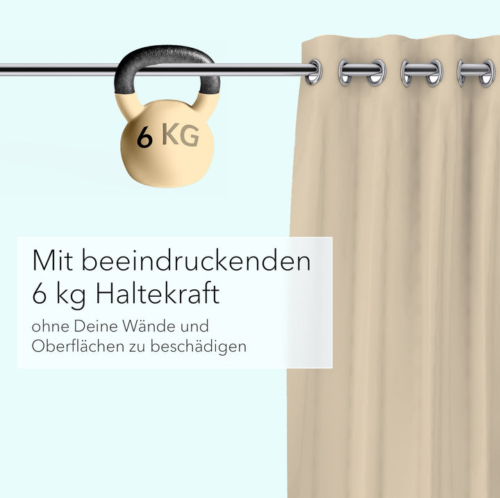 Premium Teleskopstange, 1-Minuten-Montage ohne Bohren, als Duschvorhangstange, für Schranksysteme & Nischen, Perfekte Passform & Eleganz trifft auf Funktionalität